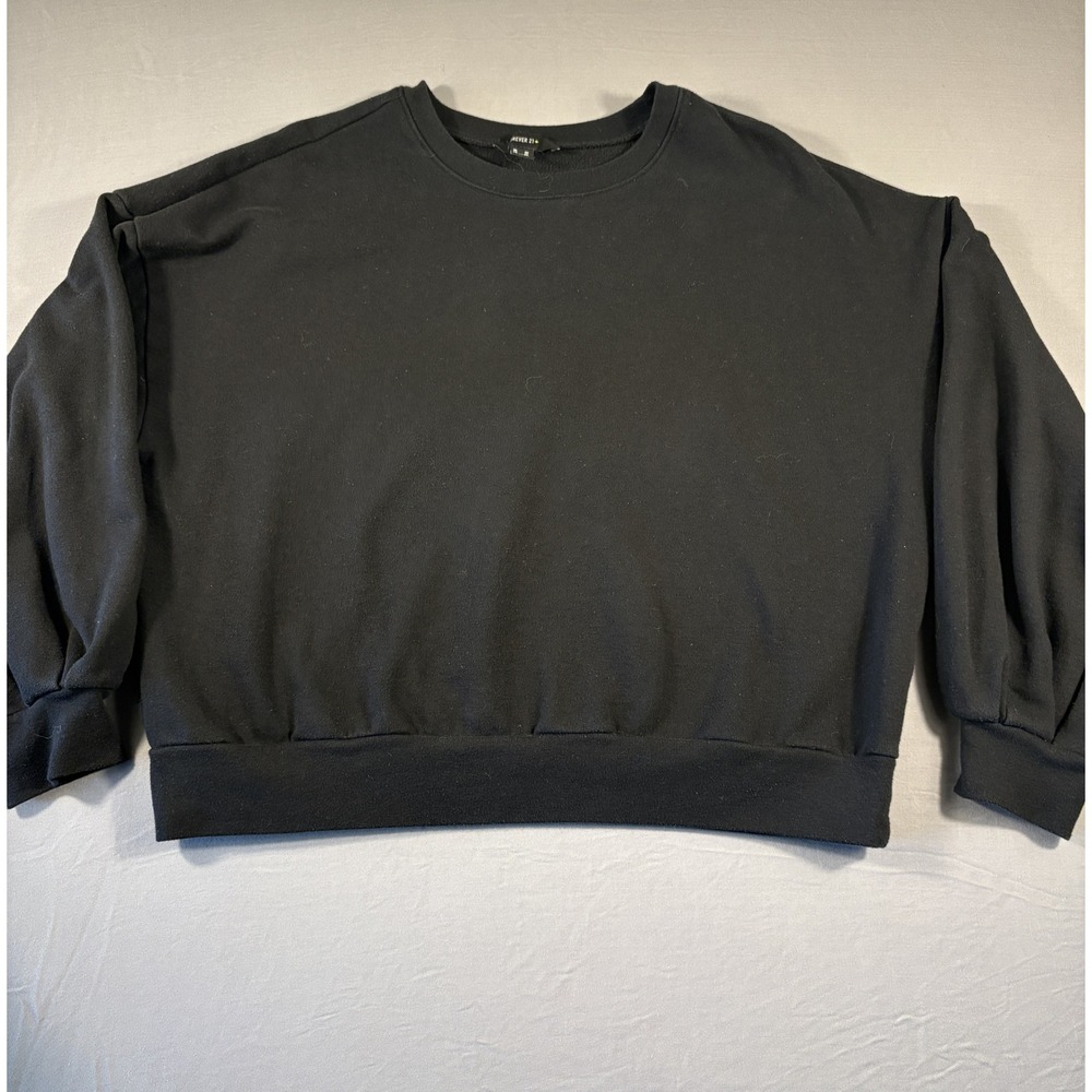 Forever 21+ Mens Black Crew Neck Sweatshirt Drop Shoulder Pullover 2X